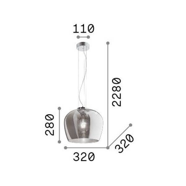 Ideal Lux BLOSSOM Pendelleuchte E27 ⌀320mm dimmbar Rauchglas 241517