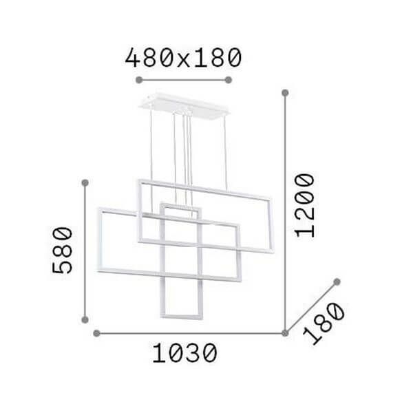 Ideal Lux FRAME LED Pendelleuchte 93W Weiss warmweiss 253589