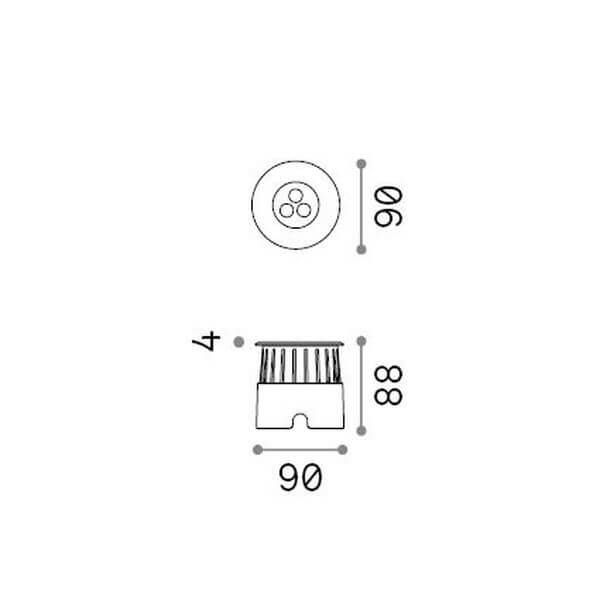 Ideal Lux FLOOR LED Einbauleuchte 3W ⌀90mm Stahlfarben IP67 warmweiss 255651