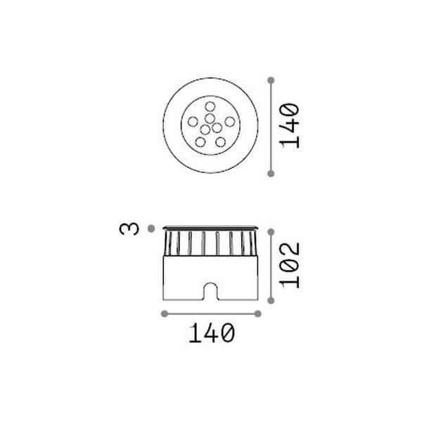 Ideal Lux FLOOR LED Einbauleuchte 12W ⌀140mm Stahlfarben IP67 warmweiss 255682