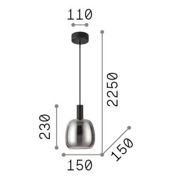 Ideal Lux COCO LED Pendelleuchte 7W ⌀150mm Rauchglas warmweiss 275581