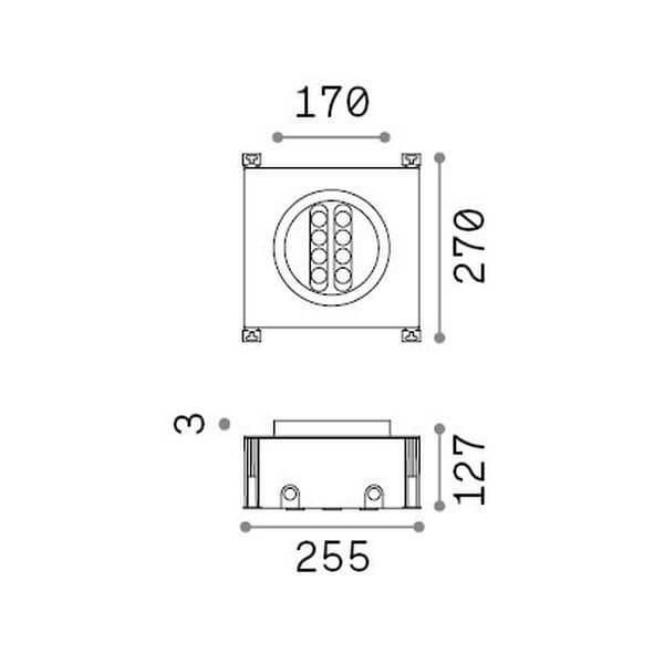 Ideal Lux TAURUS LED Einbauleuchte 14W Stahlfarben IP67 warmweiss 277028