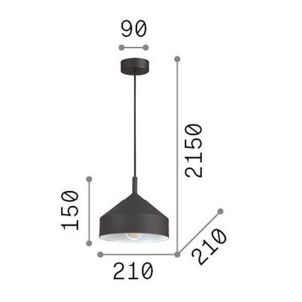 Ideal Lux YURTA Pendelleuchte E27 ⌀210mm dimmbar Schwarz 281568