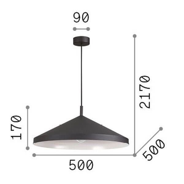 Ideal Lux YURTA Pendelleuchte E27 ⌀500mm dimmbar Schwarz 281582