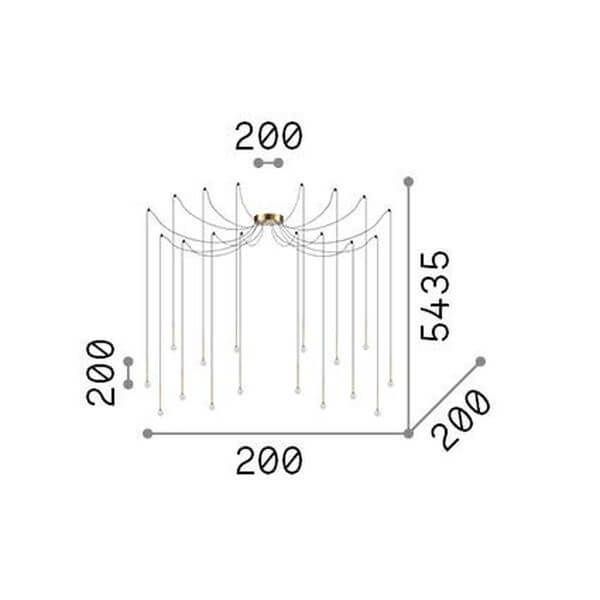 Ideal Lux LUCCIOLA LED Pendelleuchte 16x 16x16W ⌀200mm Messing warmweiss 284019