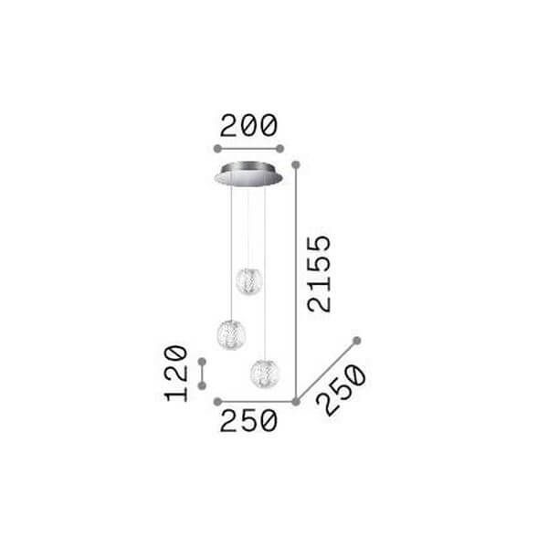 Ideal Lux DIAMOND Pendelleuchte 5x ⌀250mm Klar 305295