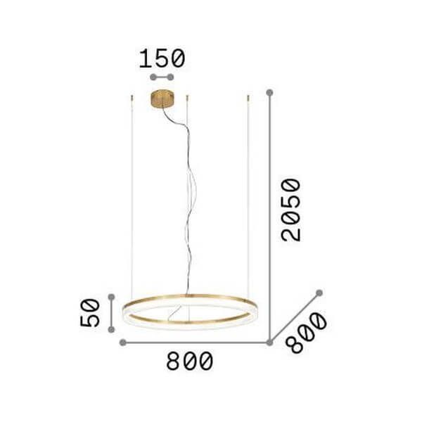 Ideal Lux CROWN LED Pendelleuchte 42W ⌀800mm Messing warmweiss 314921