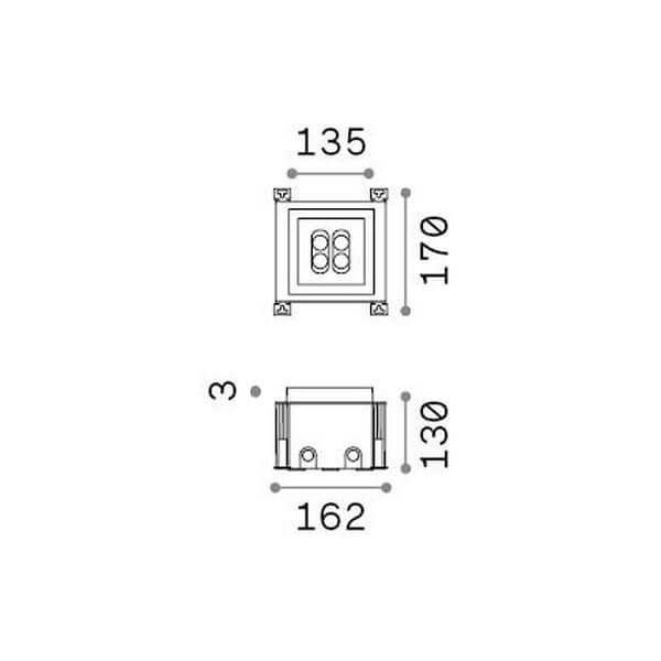 Ideal Lux TAURUS LED Einbauleuchte 11W Stahlfarben IP67 warmweiss 325651