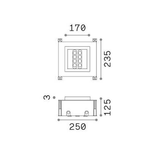 Ideal Lux TAURUS LED Einbauleuchte 14W Stahlfarben IP67 warmweiss 325682