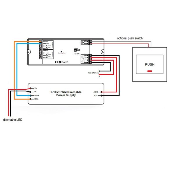 ISOLED Sys-One Funk/Push Dimmer 0-10V Output, 2.000W Schaltrelais, 230V