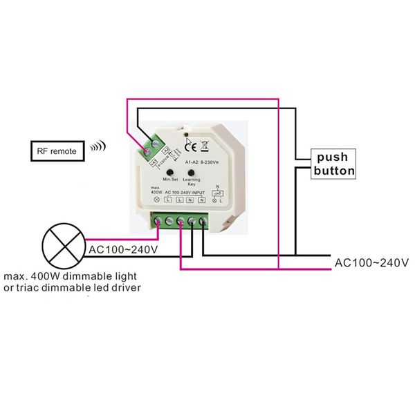 ISOLED Sys-One Funk/Push Dimmer für dimmbare 230V LED Leuchtmittel/Trafos, 200VA