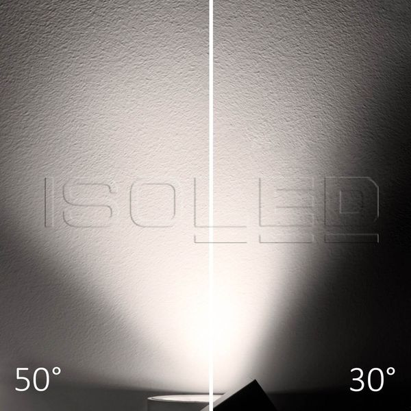 ISOLED 3-PH Schienen-Strahler fokussierbar, 35W, 30°-50°, schwarz matt, 3500K, CRI92