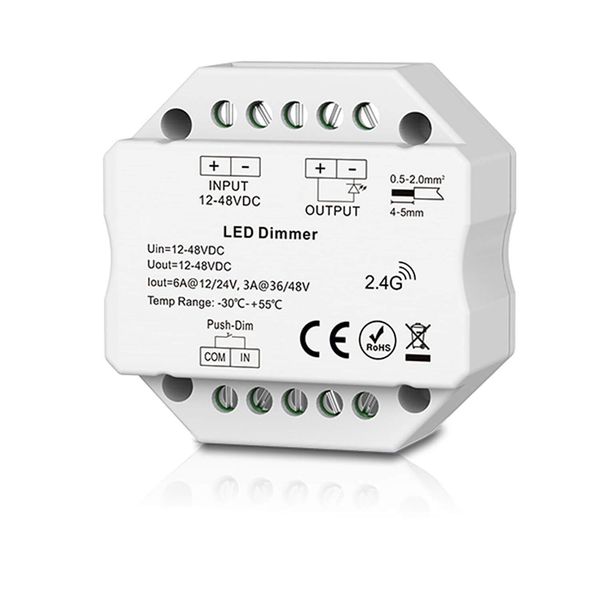 ISOLED Sys-Pro Push/Funk Mesh Multi-PWM-Dimmer, 1 Kanal, 12-24V DC 6A, 36-48V DC 3A