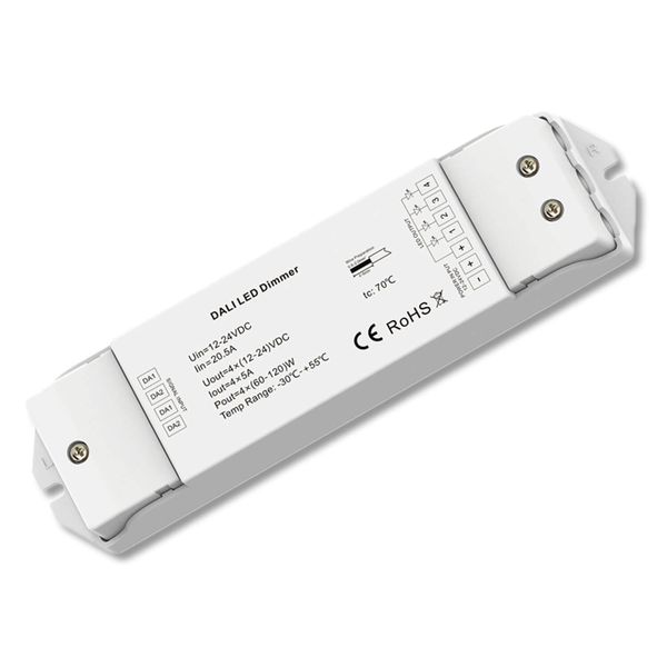 ISOLED DALI DT6 4 Adressen PWM-Dimmer, 4 Kanal, 12-24V DC 4x5A