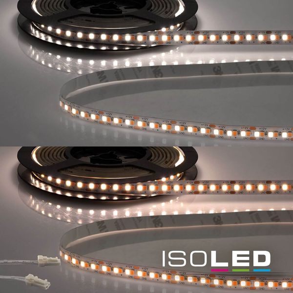 ISOLED LED CRI919/940 MiniAMP Flexband Streifen, 12V, 15W, IP20, weißdyn., 250cm, Kabel beids. + maleAMP, 240 LED/m