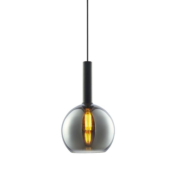 ISOLED Pendelleuchte, black round Glas, E27, 25cm, 50-300cm, exkl. Baldachin