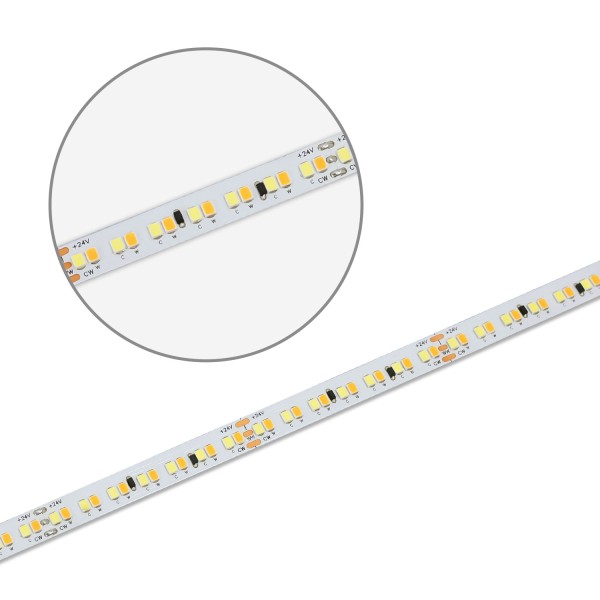 ISOLED LED HEQ922/960 Linear CCT Flexband, 24V DC, 15W kw-15W ww, 140lm/W, IP20, 5m Rolle, 224 LED/m