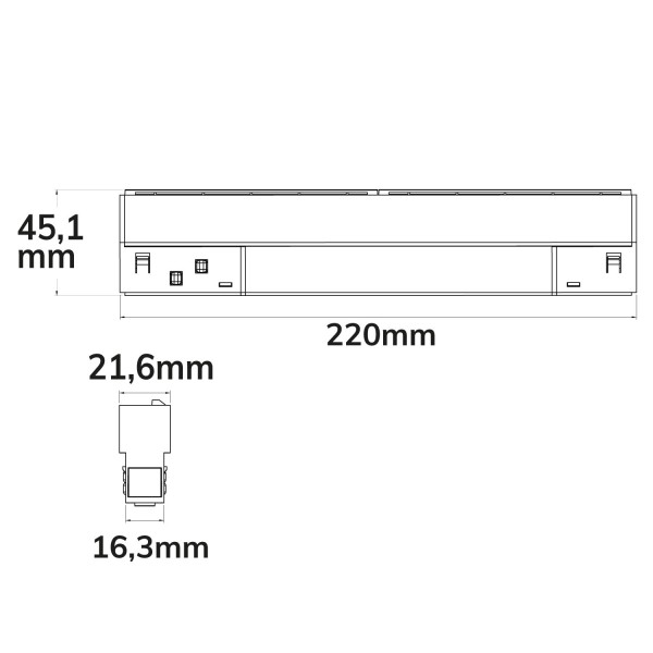 ISOLED Track48 Wallwasher 22cm schwarz, 12W, 100° asymetrisch, 48V DC, 3000K, CRI90, DALI dimmbar