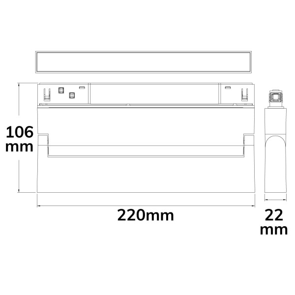 ISOLED Track48 Linear-Schienen-Strahler 22cm schwarz, 12W, 120°, UGR<19, 48V DC, 3000K, CRI90, DALI dimmbar