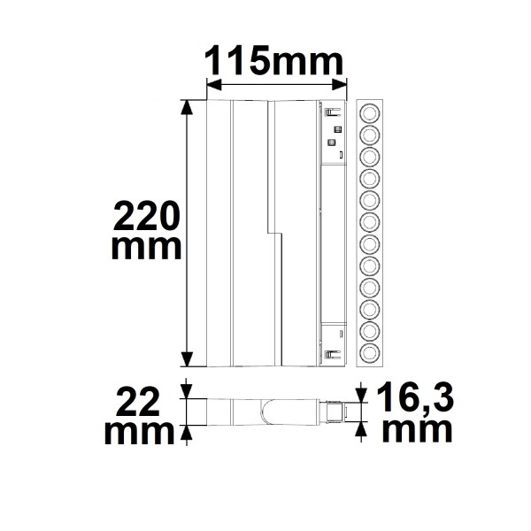 ISOLED Track48 Raster-Schienen-Strahler 22cm schwarz, 12W, 36°, UGR<19, 48V DC, 3000K, CRI90