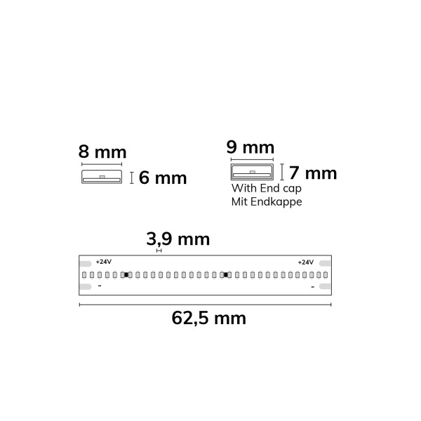 ISOLED LED HT927/965 COB CCT 2-pol Flexband für bis zu 90°C Umgebung, 24V DC, 8+8W, IP68, 5m Rll, 512 LED/m