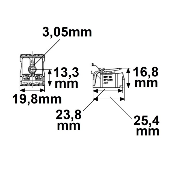 ISOLED Anschlussklemme 2x2-polig, 0,5-2,5mm², max. 450V/16A