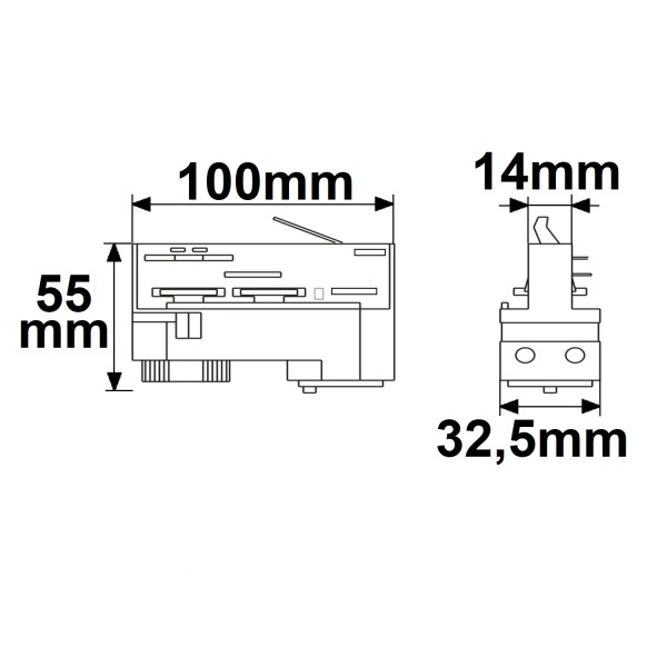 ISOLED 3-Phasen DALI Schiene Universaladapter, weiß