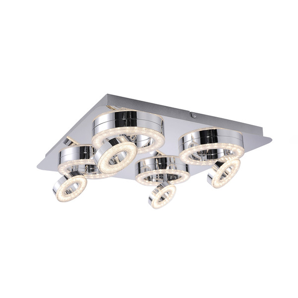 JUST LIGHT TIM LED Deckenleuchte Warmweiss 2,8W 4-fach Silber/Weiß 8,5-13cm 14522-17