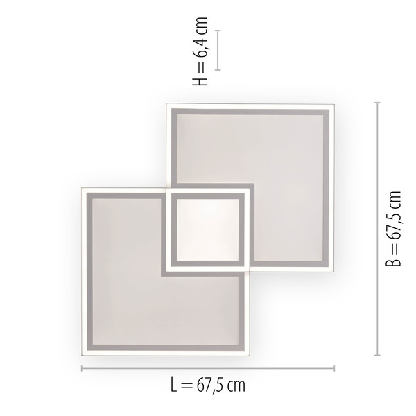 JUST LIGHT EDGING LED Deckenleuchte Steuerbare Lichtfarbe 51W Weiß 14855-16