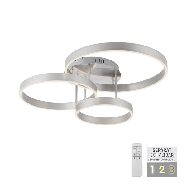 JUST LIGHT LILLUTI LED Deckenleuchte Warmweiss 26W 2-fach Silber/Weiß 15157-55