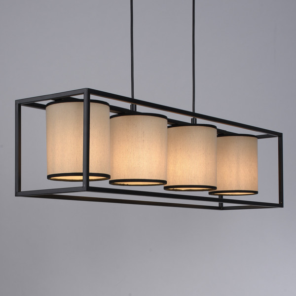 JUST LIGHT RAVEN Pendelleuchte E27 max.25W 4-fach Schwarz/Beige 60-120cm 15305-18