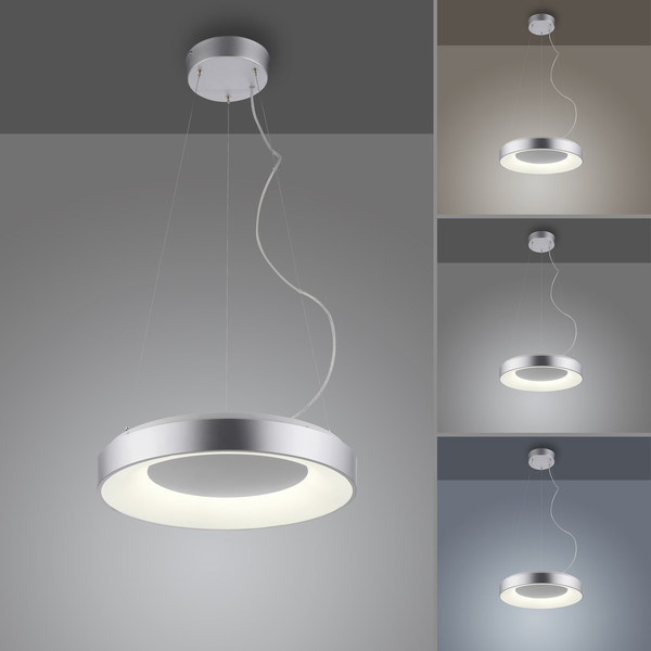 JUST LIGHT KETO ANIKA LED Pendelleuchte Steuerbare Lichtfarbe 26,5W Silber/Weiß 60-120cm 17075-21