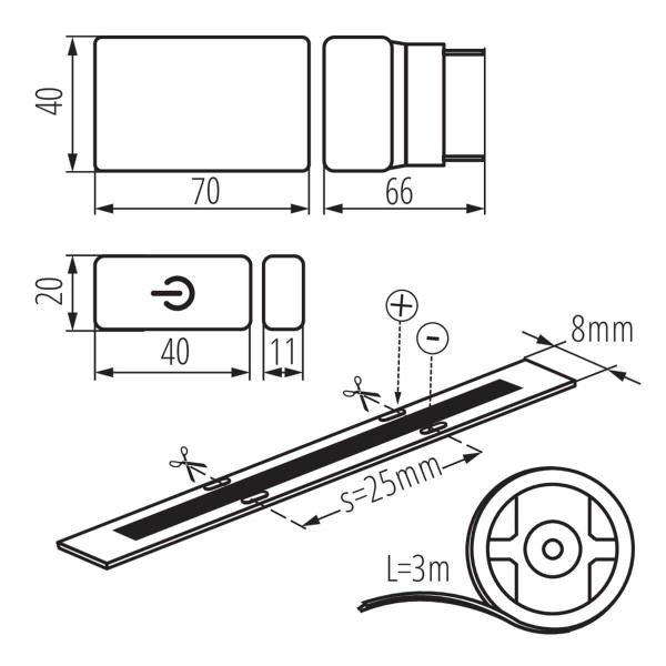 Kanlux LED-Streifen Set COB SET 3m=18W Dimmbar 26327