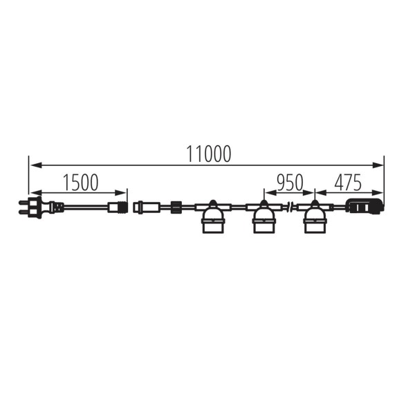 Kanlux GRL Lichtgirlande E27 Schwarz 10x IP44 35754