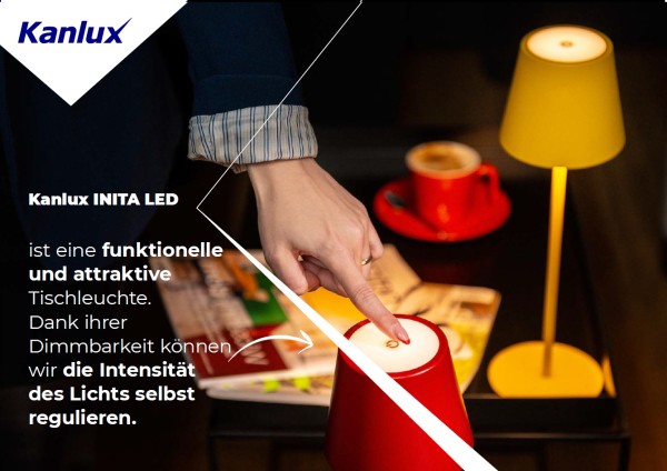 Kanlux 36322 INITA LED Akku Tischleuchte dimmbar Rot IP54