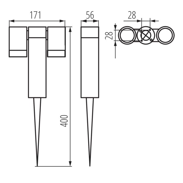 Kanlux Außenleuchte, Outdoorlampe USTI SP GU10 Anthrazit 2x IP54 36560