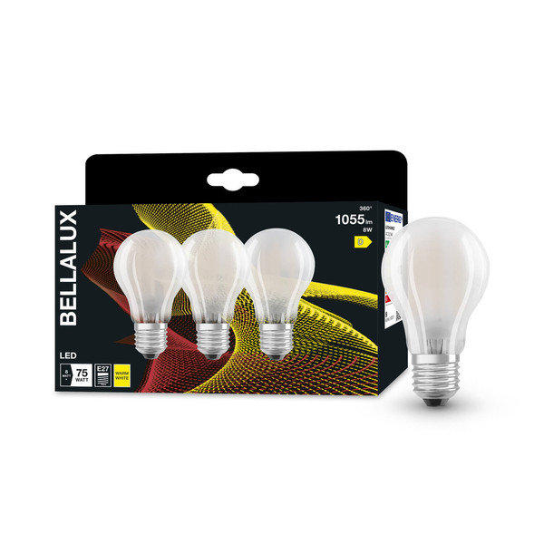 3er Pack BELLALUX LED Lampe CLA 7.5W 827 Frosted E27 Warmweiss 4058075606333