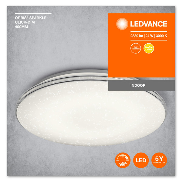 LEDVANCE LED Deckenleuchte ORBIS Sparkle Click-40cm 24W Dimmbar Warmweiss 4058075633155