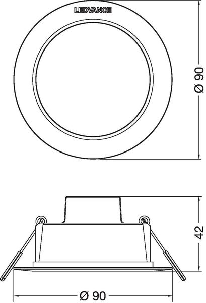 LEDVANCE DOWNLIGHT Einbauleuchte IP44 90 4W 865 weiss 4058075702929