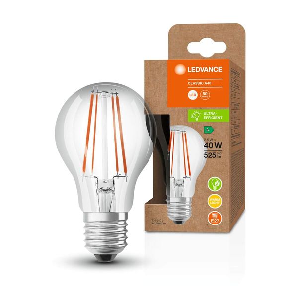 LEDVANCE LED CLASSIC höchste Effizienzklasse A 2.5W 830 klar E27 Lampe 525lm 3000K warmweiss wie 40W 4058075747807