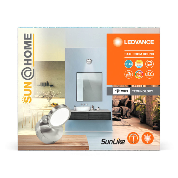 LEDVANCE LED Wandleuchte Sun@Home Bathroom Round 11cm Dimmbar Tunable White, Kalt-zu-Warm-Farbwechsel 4058075750616