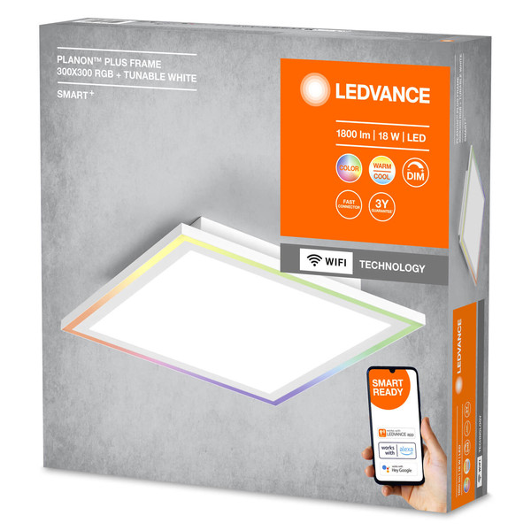 LEDVANCE LED Panel SMART+ Planon Plus RGBW 30x30cm RGB + TW Dimmbar RGBTW Farbwechsel / steuerbare Lichtfarbe 4058075752603