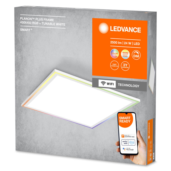 LEDVANCE LED Panel SMART+ Planon Plus RGBW 45x45cm RGB + TW Dimmbar RGBTW Farbwechsel / steuerbare Lichtfarbe 4058075752627