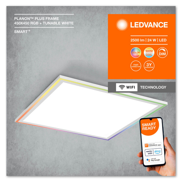 LEDVANCE LED Panel SMART+ Planon Plus RGBW 45x45cm RGB + TW Dimmbar RGBTW Farbwechsel / steuerbare Lichtfarbe 4058075752627