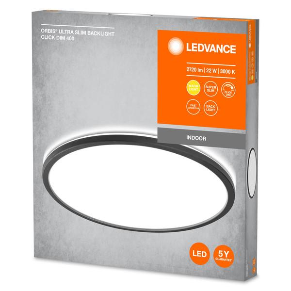 LEDVANCE LED Deckenleuchte ORBIS ULTRA SLIM CLICK 40cm Black 22W Dimmbar Warmweiss 4058075752887