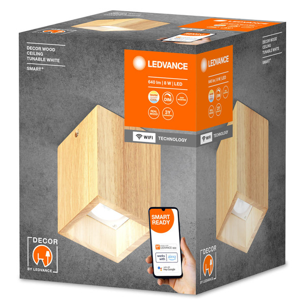 LEDVANCE LED Deckenleuchte Smart+ Wood Ceiling TW Dimmbar Tunable White, Kalt-zu-Warm-Farbwechsel 4058075757660