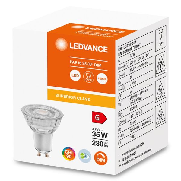 LEDVANCE LED Reflektor PAR16 3.7W 940 GU10 Spot, Strahler 230lm 4000K neutralweiss wie 35W dimmbar 4058075757806