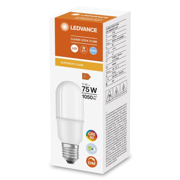 LEDVANCE LED STICK 75 11W E27 Lampe 1050lm 6500K tageslichtweiss wie 75W dimmbar 4058075759640