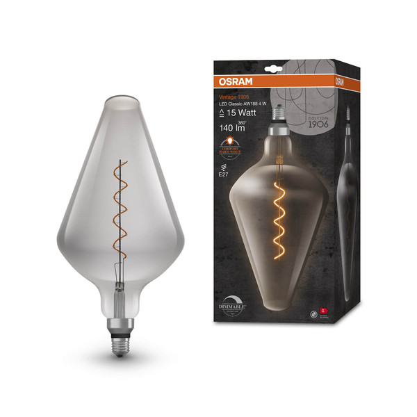 OSRAM LED Lampe Vintage 1906 Big Special Shapes 4W 818 Smoke E27 Dimmbar Warmweiss 4058075761018