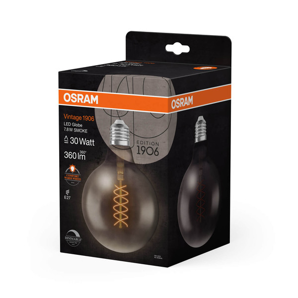 OSRAM LED Lampe Vintage 1906 CLASSIC SLIM Filament Globe 7.8W 818 Smoke E27 Dimmbar Warmweiss 4058075761254